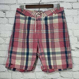 Vintage Polo Ralph Lauren Men's Board Shorts Size 32 Unlined Plaid 9" Swim Beach